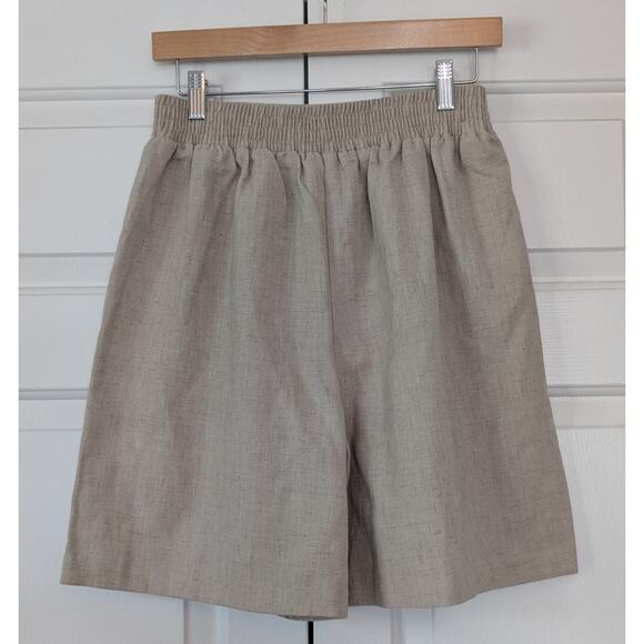 Avon Style Vintage Linen Blend Pleated Pull On Shorts - Picture 4 of 7